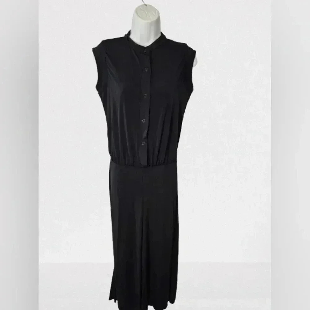 Balara Black Sleeveless Cropped Jumpsuit Size S Snap Front Athleisure